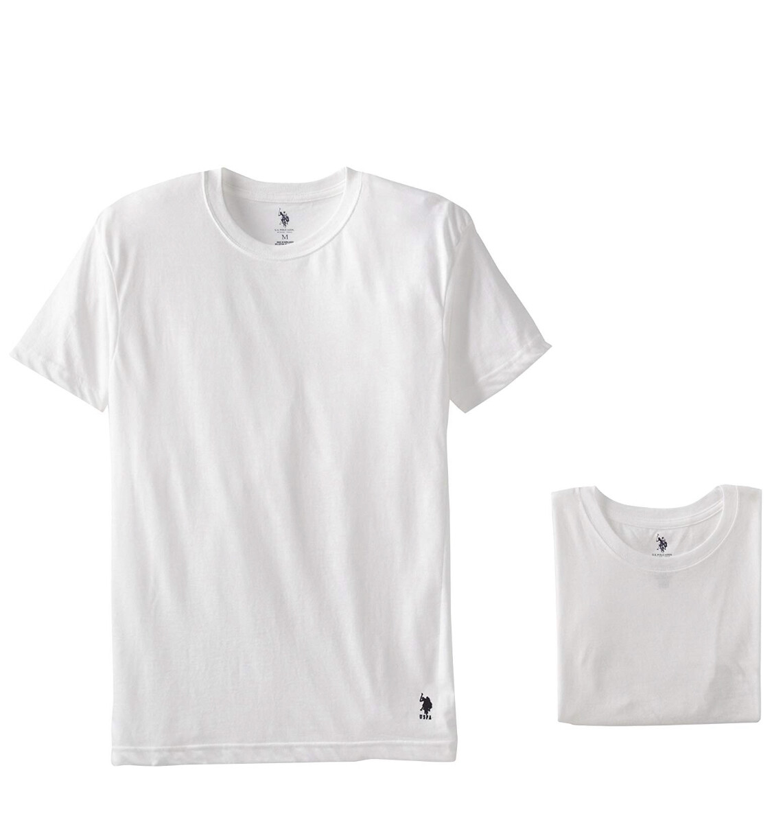 U.S. Polo Assn CREW Neck Mens Short 3 Pack T-Shirts Undershirt White S, L NEW gallery