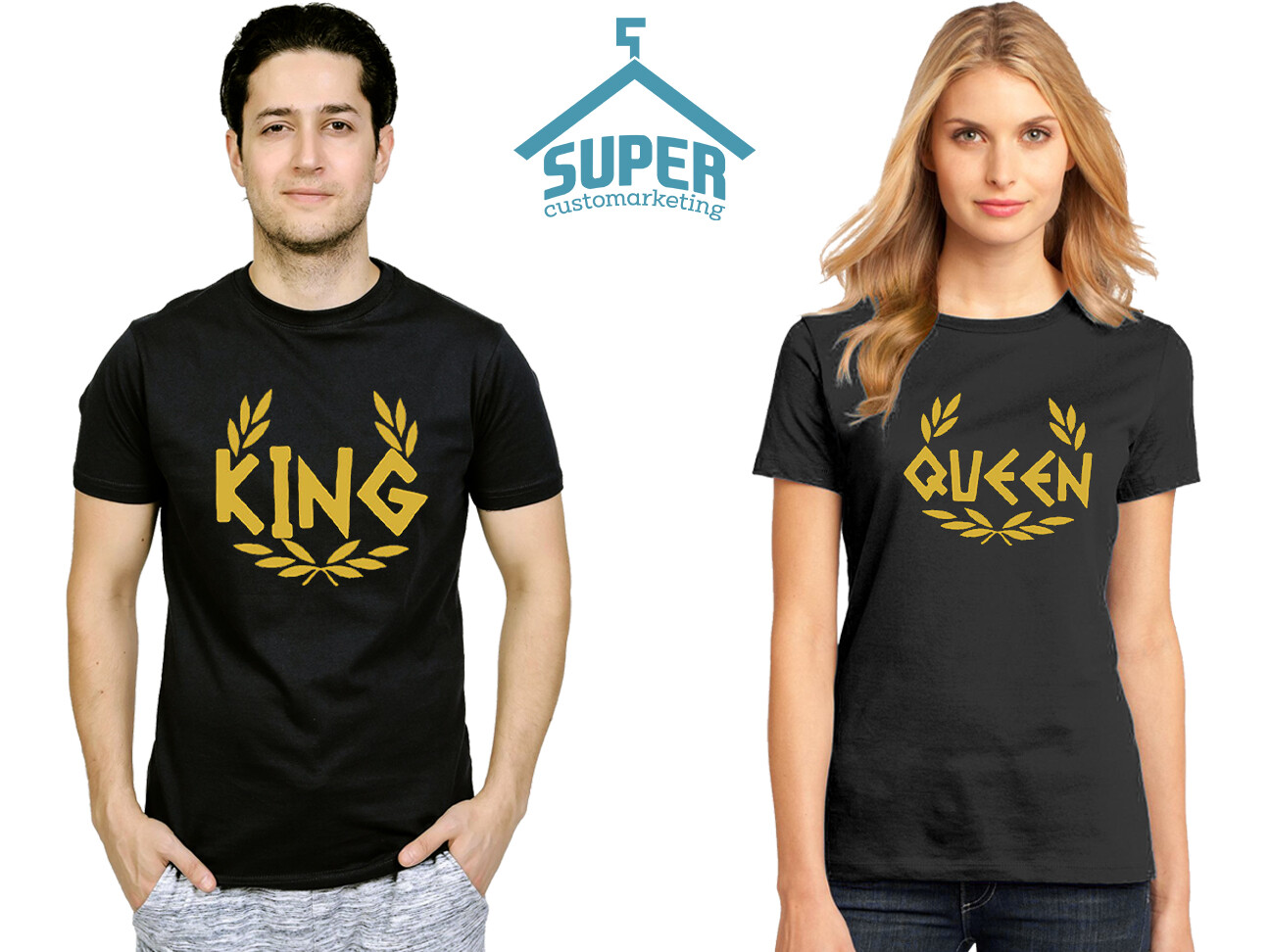 Couple Matching KING QUEEN Couple Tshirt GREEK Style Love Matching Couple Tee