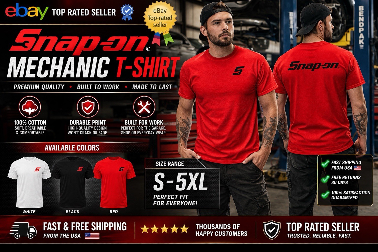 Snap-on tools short-sleeved t-shirt Snap-on clothing for men Size S-3XL gallery