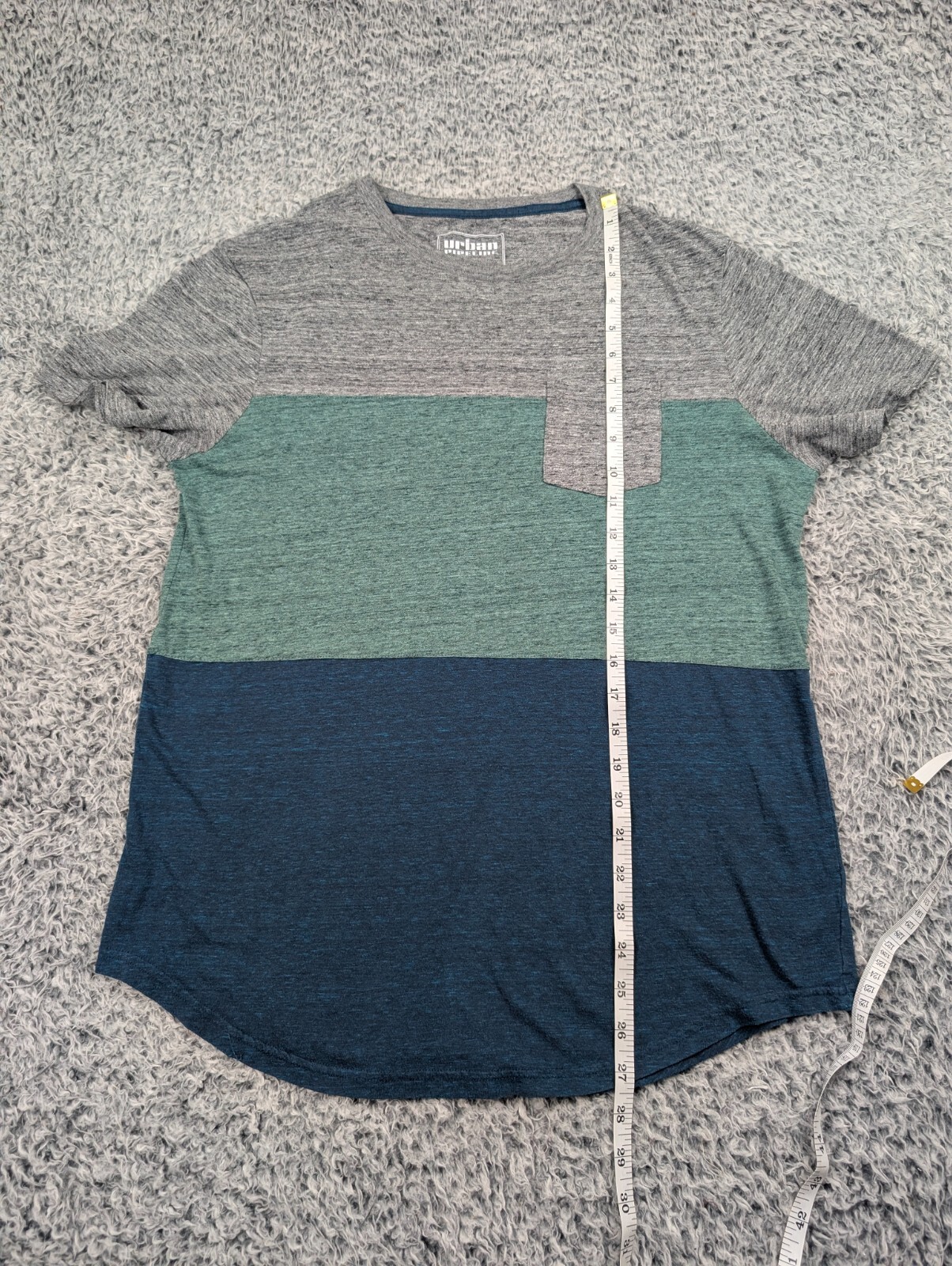 Urban Pipeline Shirt Men Medium Gray Blue Green Minimalist Pocket Casual Preppy gallery