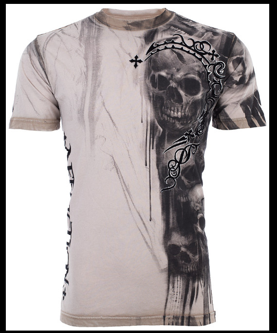 $58 AFFLICTION Sand Black WALKING DEAD Short Sleeve Slim Fit T-shirt NWT gallery
