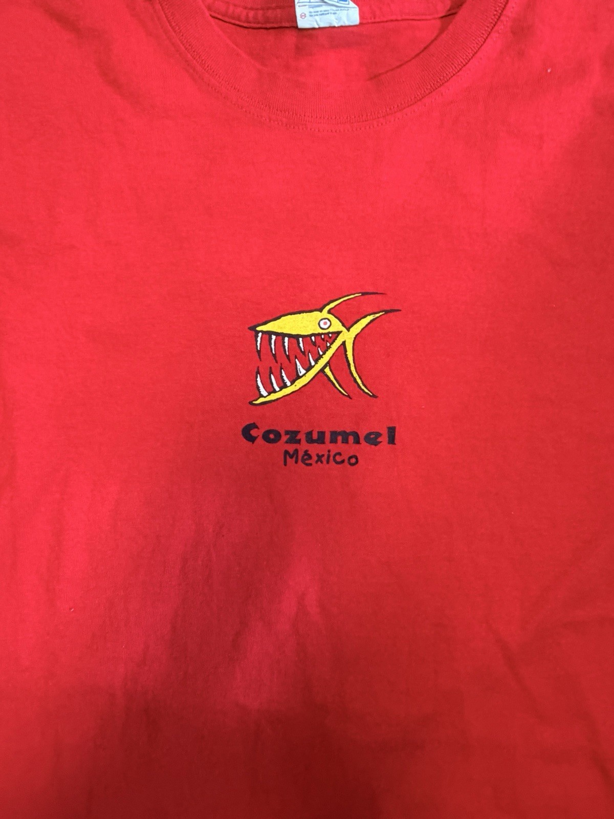 Men’s Size XL Cozumel Mexico Yellow Fish Red Graphic T-Shirt gallery