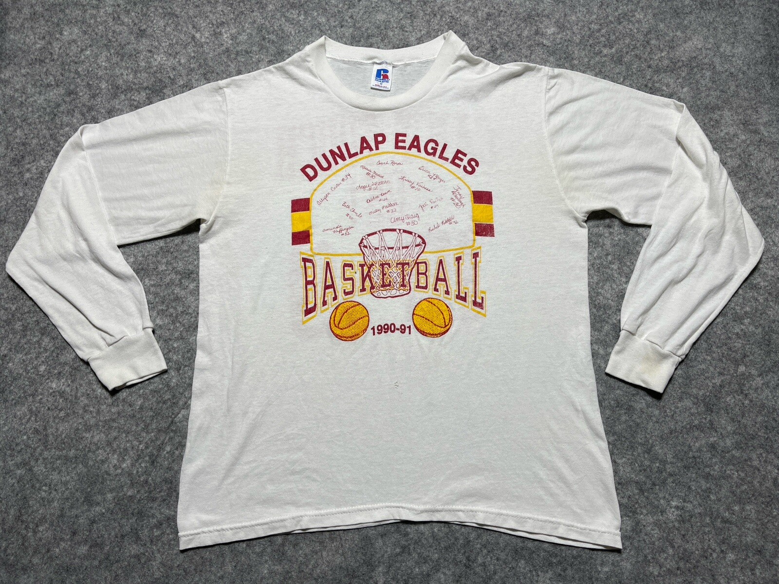 Vintage 1990-91 Dunlap Eagles IL 18-0 HS unbeaten Basketball Team Girls M Shirt gallery
