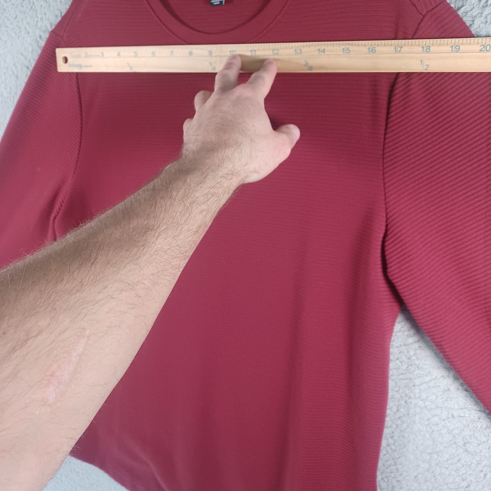 MAGASCHONI Mens Burgundy Long-Sleeve Shirt Size Medium Stretch Round Neck Soft gallery