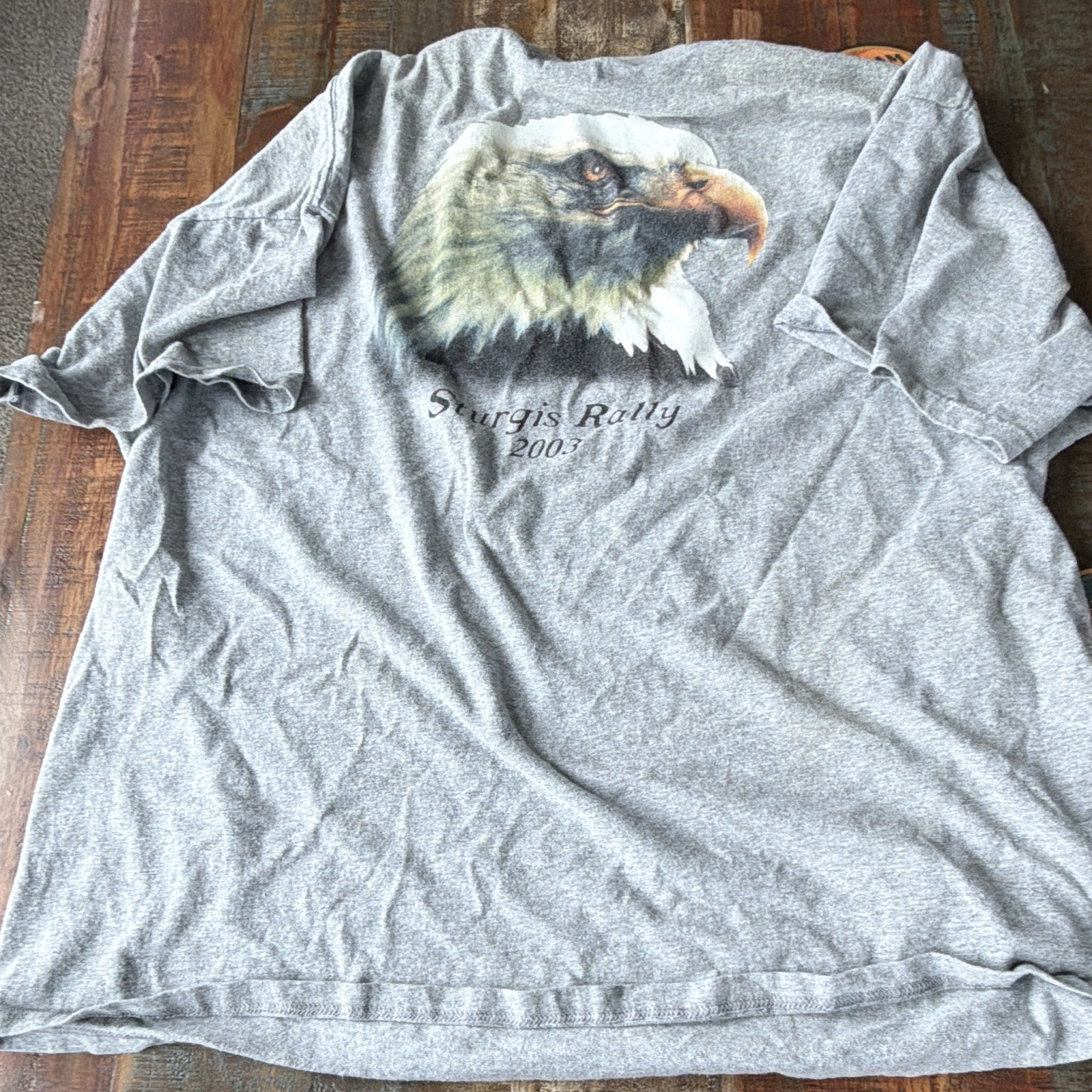 Sturgis Rally 2003 Eagle Mt Rushmore Gray Graphic Tee 2XL Stained Collar gallery