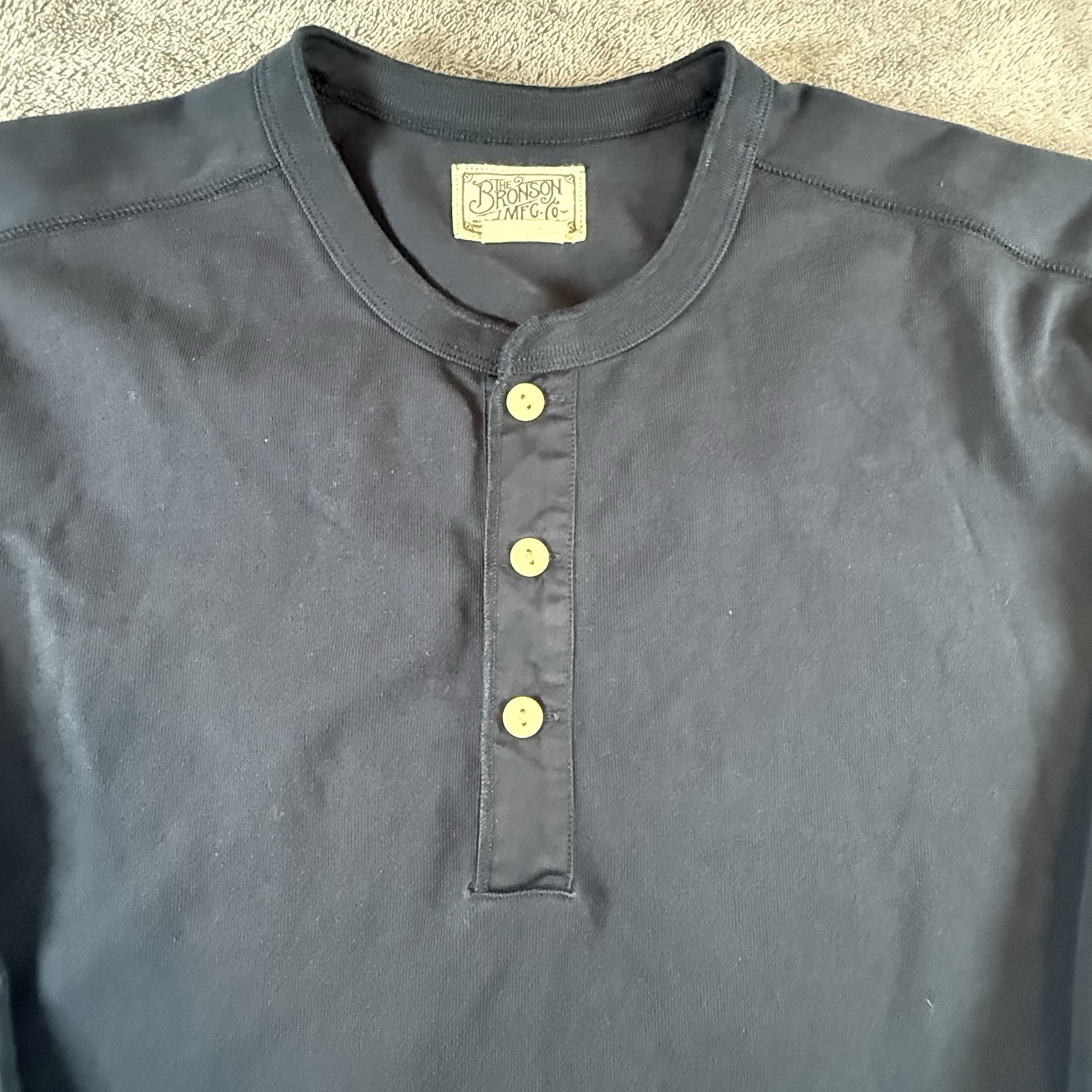 The Bronson MFG. Co. Men's Long Sleeve Henley Cotton Knit T-Shirt Blue XXL gallery