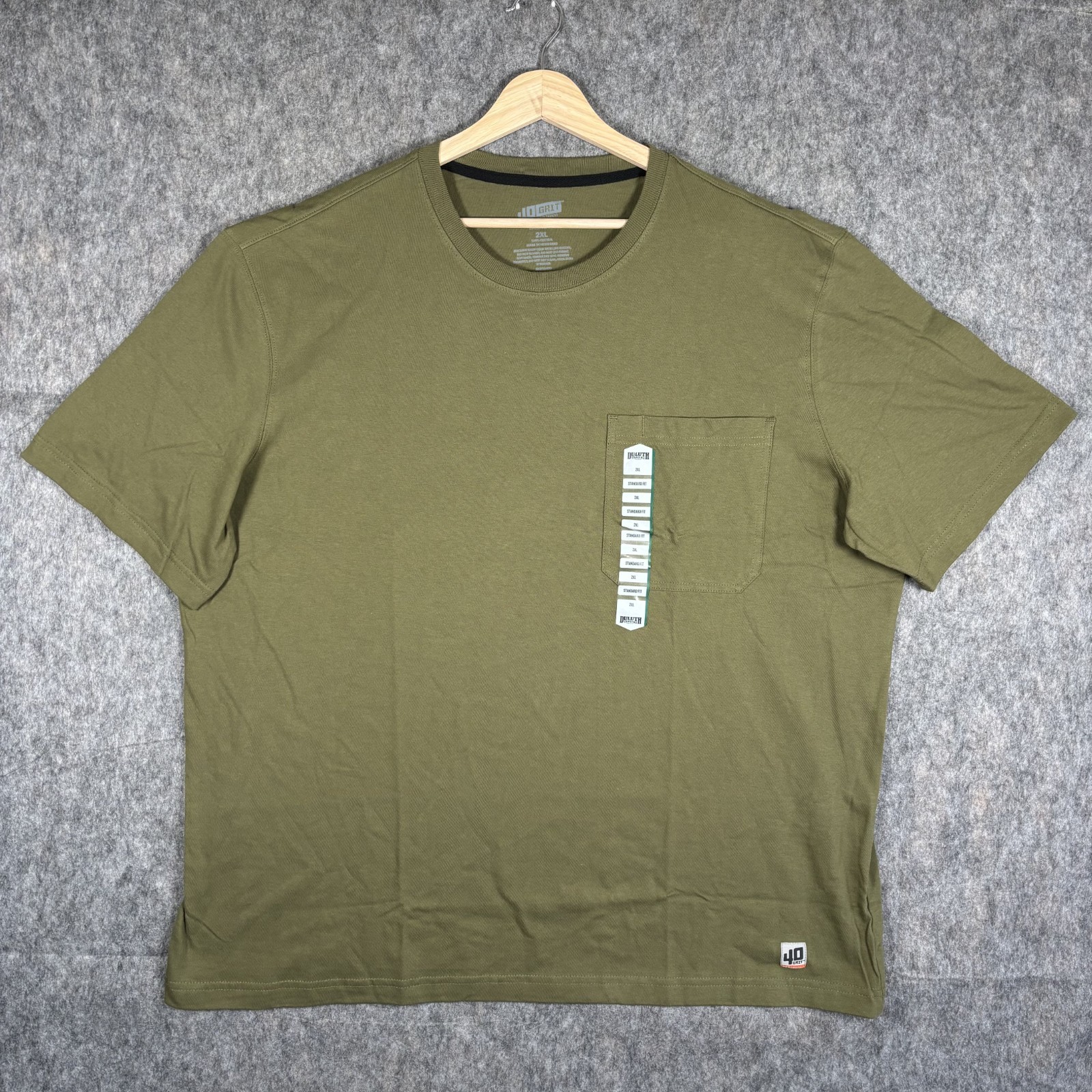 Duluth Trading 40 Grit T-Shirt Men's XXL Short Sleeve Cotton Green Pocket New gallery