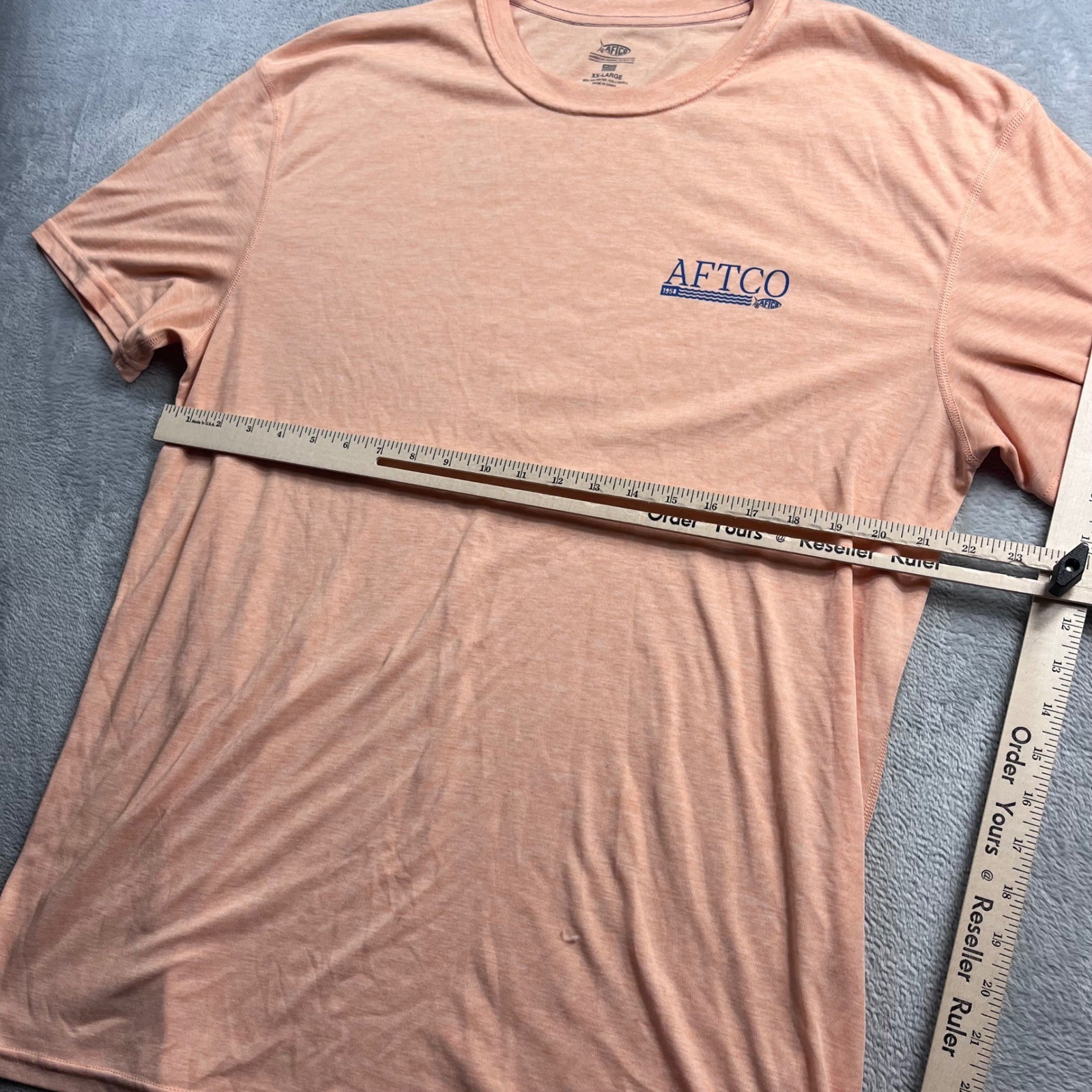 AFTCO Men XXL Peach Heather Performance T-Shirt Short Sleeve Fishing Graphic Tee gallery