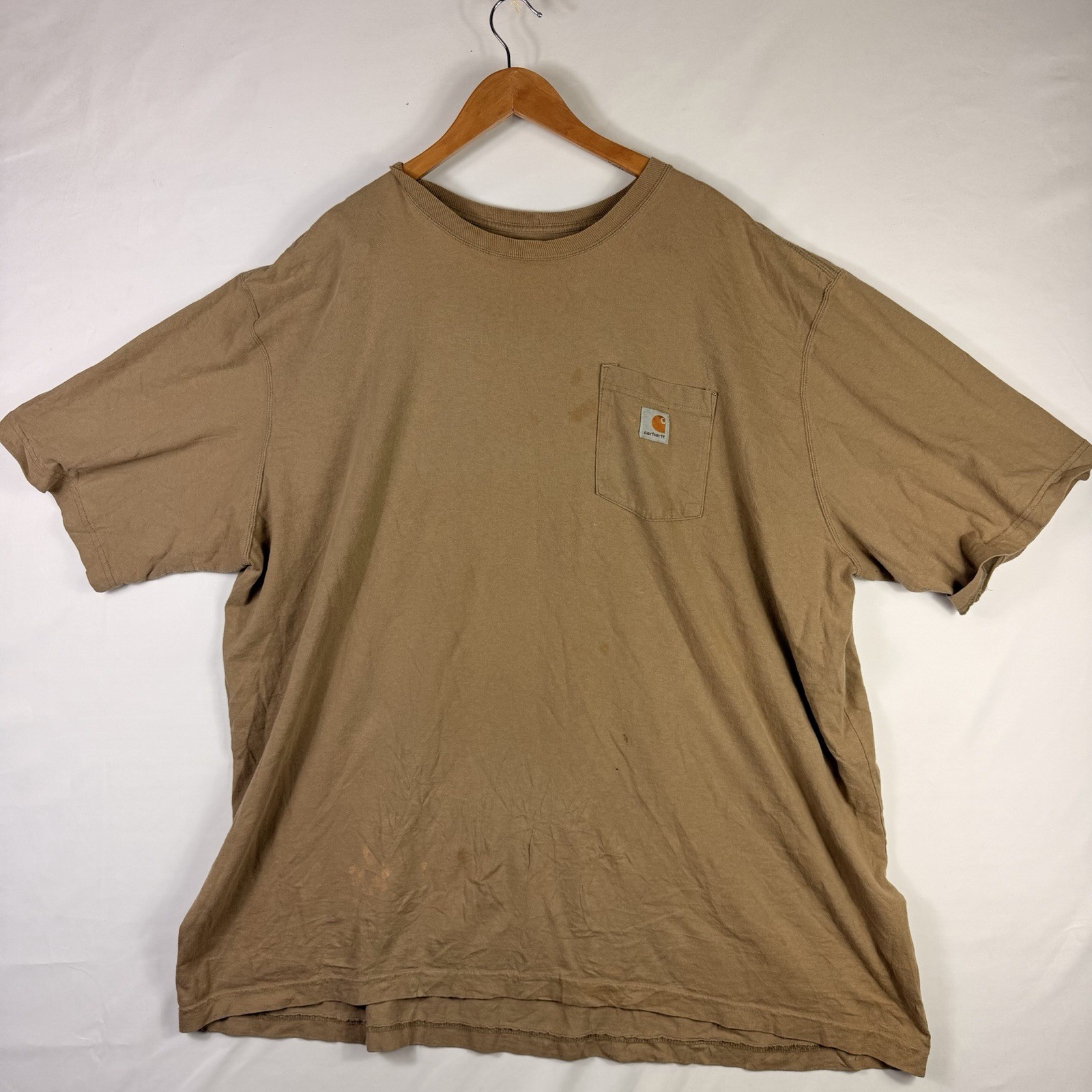 Carhartt T-Shirt Men’s 4XL Original Fit Beige Short Sleeve Pocket 100% Cotton
