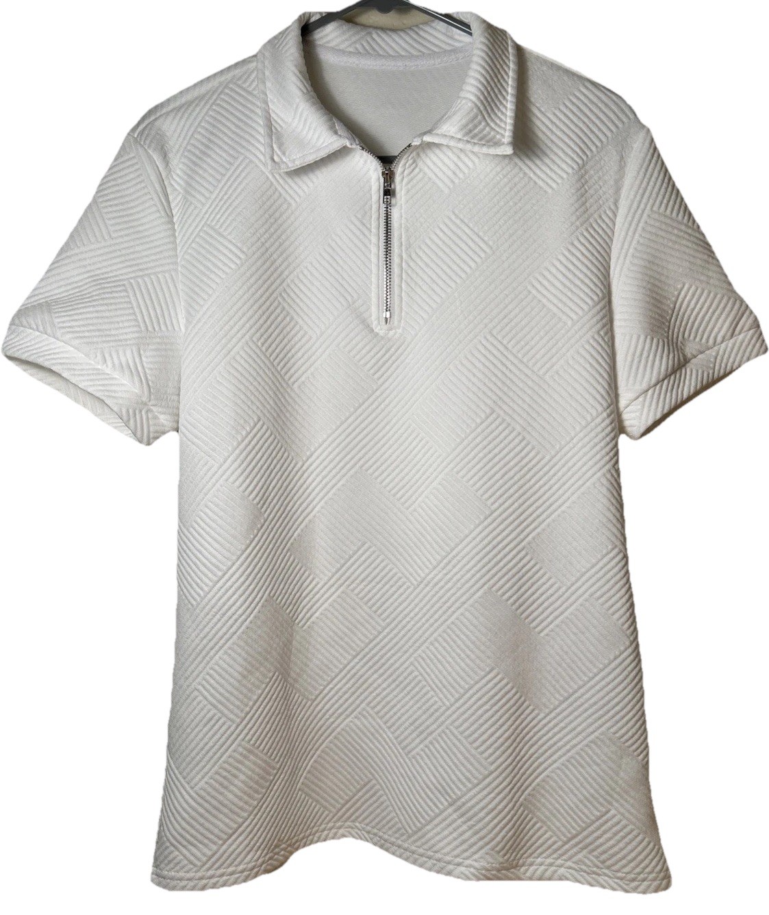 Men’s Size Small Pullover Textured Quilted White Manfinity 1/4 Zip gallery