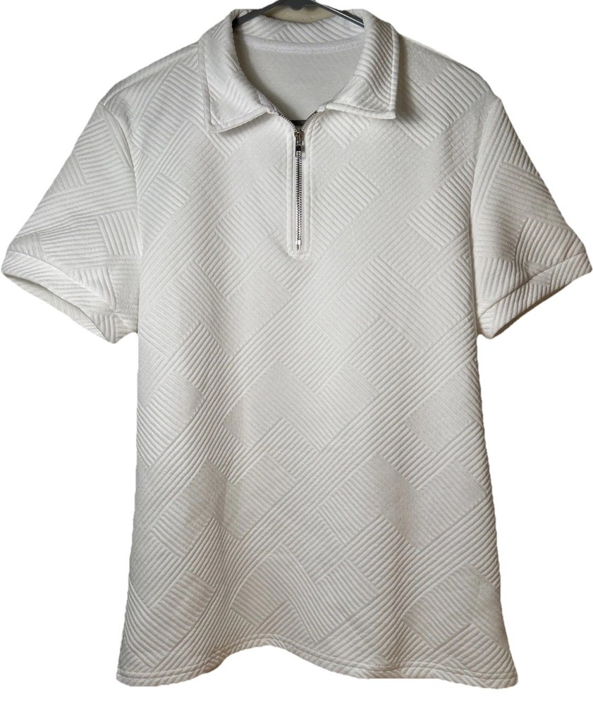 Men’s Size Small Pullover Textured Quilted White Manfinity 1/4 Zip