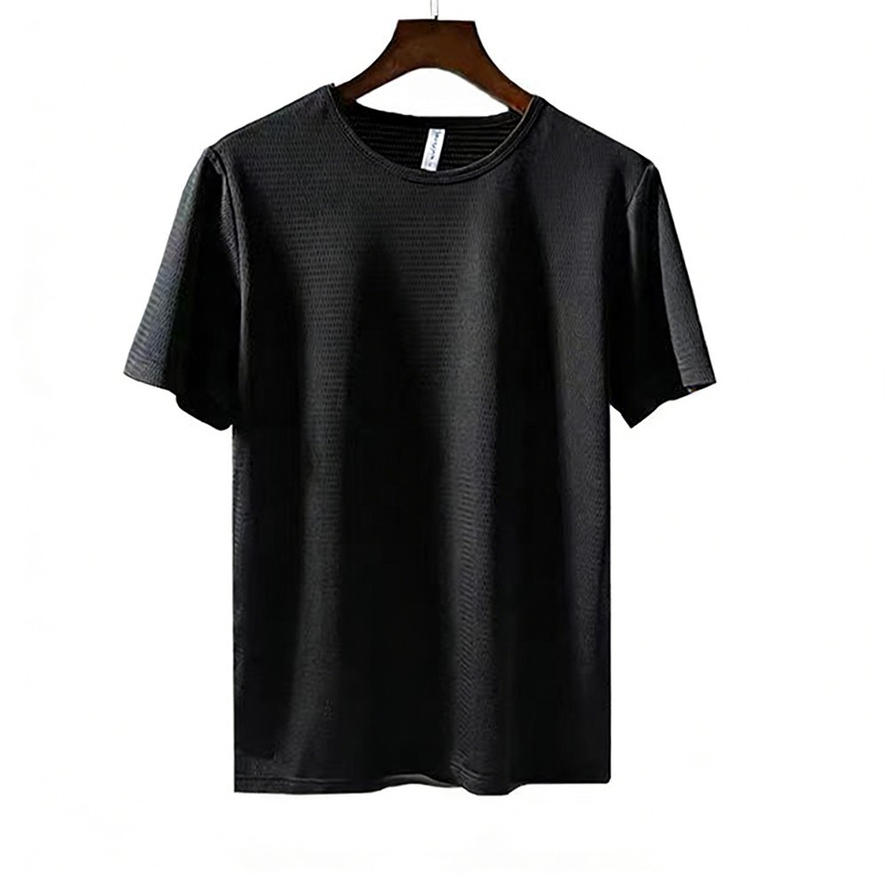 Ice Silk Men's Short Sleeve Top Pure Color Regular Fit for All Activities gallery