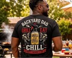 Fathers Day Backyard Dad BBQ Tee Shirt Graphic Big Tall Sm Holiday Streetwear T