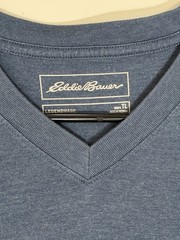 Eddie Bauer Men TL Blue V-Neck Short Sleeve T-Shirt
