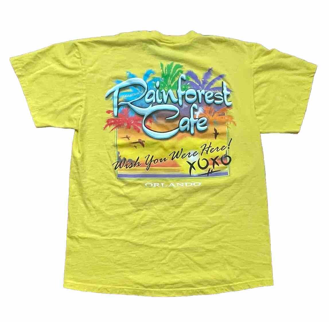 Vintage Y2K Rainforest Cafe Orlando T Shirt L Yellow Nature Travel Frog Florida gallery