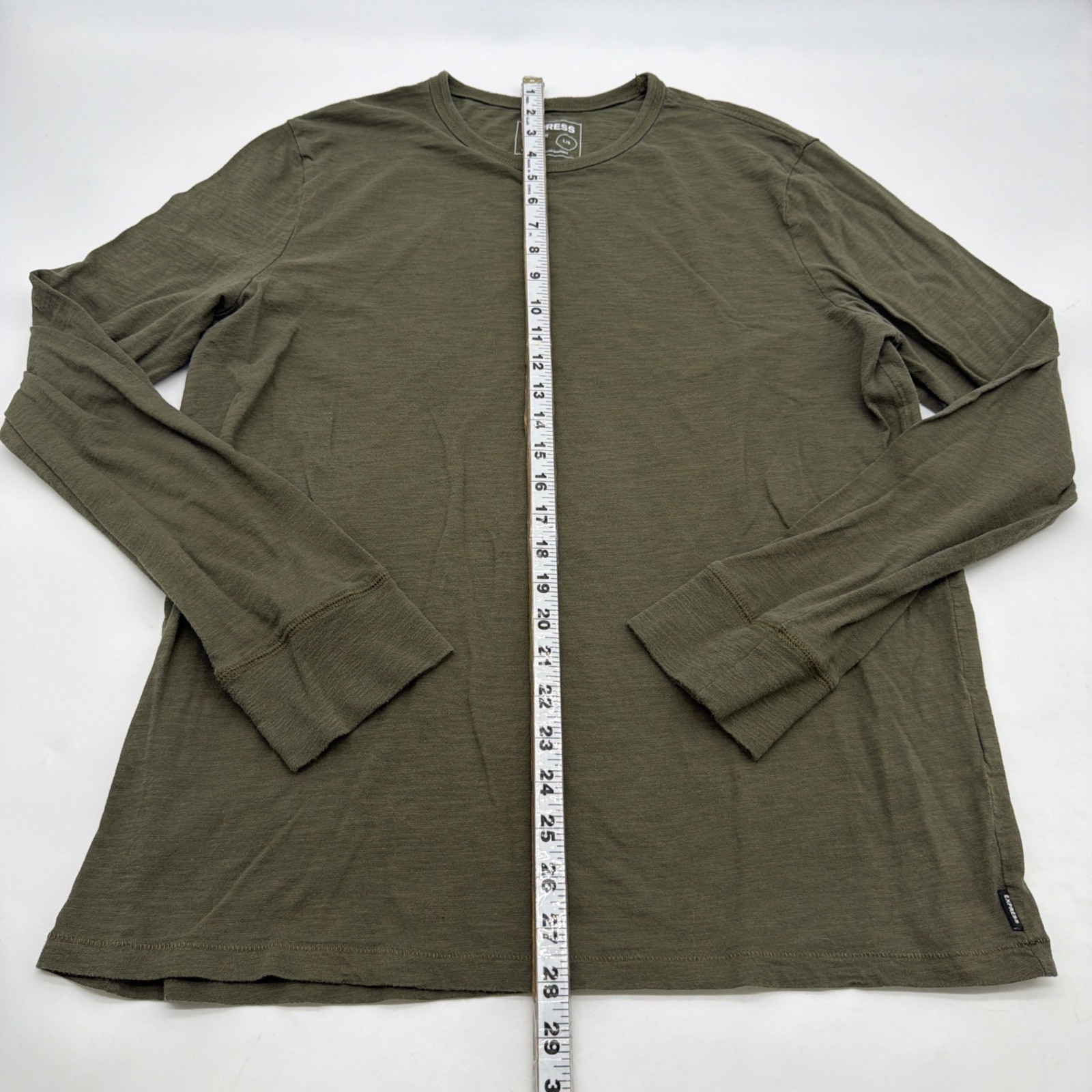 Express Quality + Fit Long Sleeve T-shirt L Green 100% Cotton.#47265 gallery