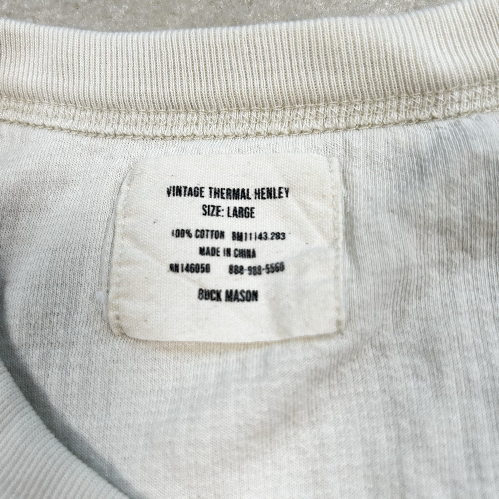 Buck Mason Vintage Thermal Henley Shirt Off White Beige Waffle Men Large Cotton gallery