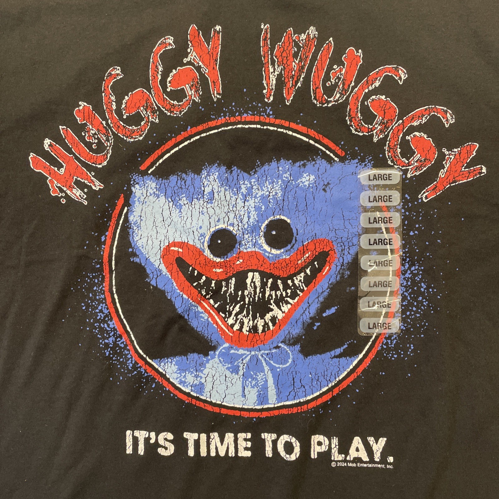 Poppy Playtime Huggy Wuggy It's Time To Play Black Unisex Shirt Size Large gallery