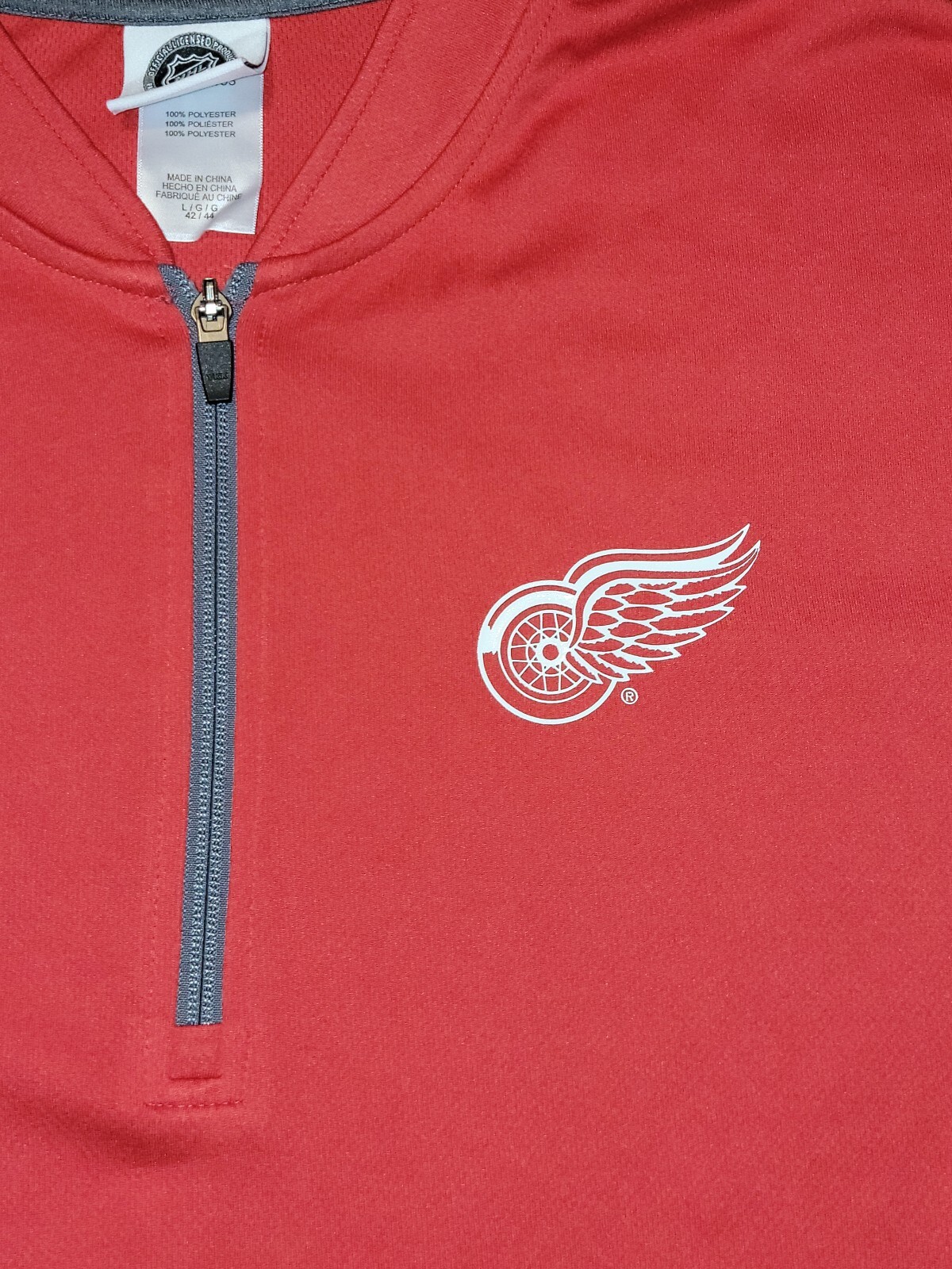 NHL Official Detroit Red Wings 1/4 Zip Pullover Jacket (Red) Mens Size Large gallery