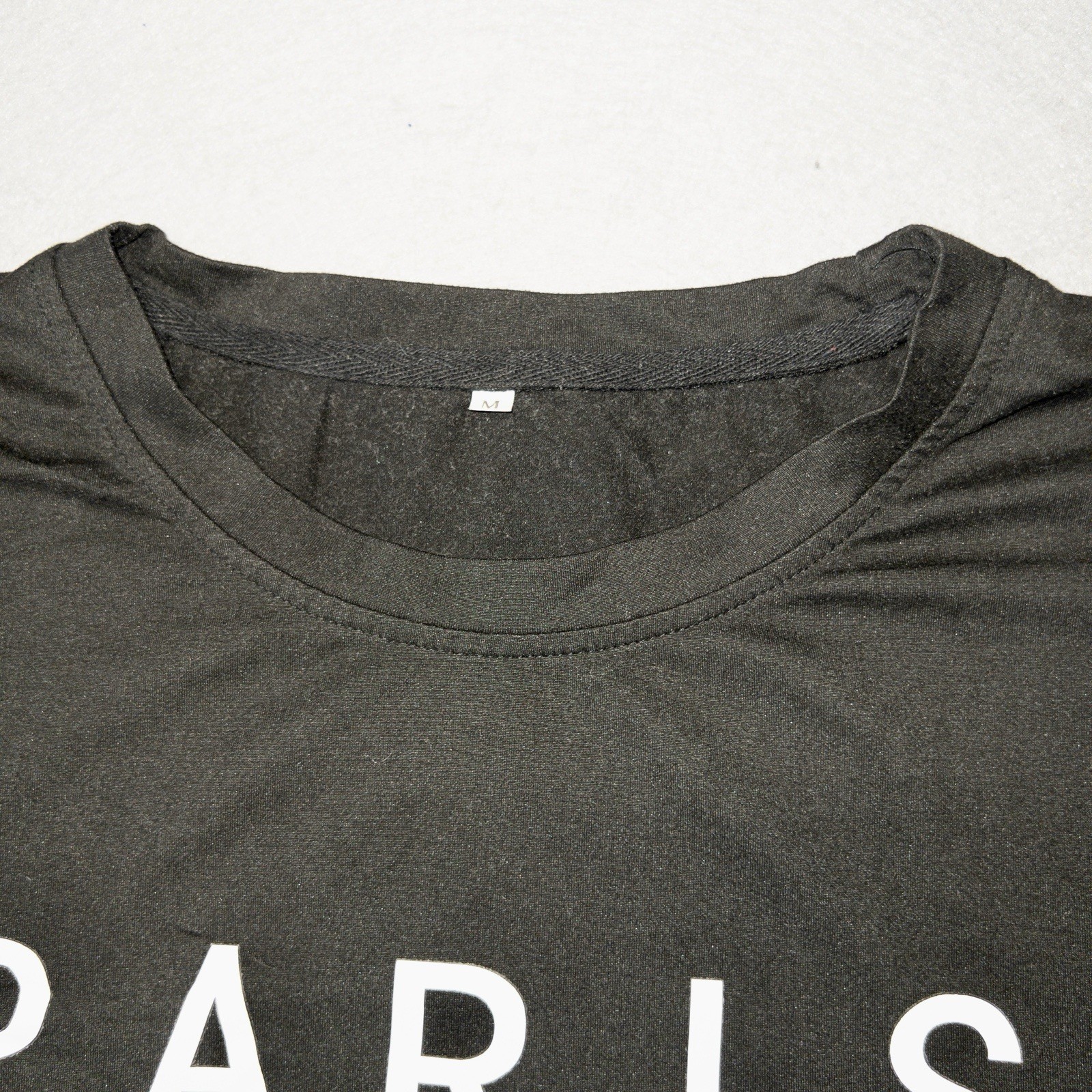 Paris Mens Black Spell Out T Shirt Medium White Text Minimalist Fashion gallery