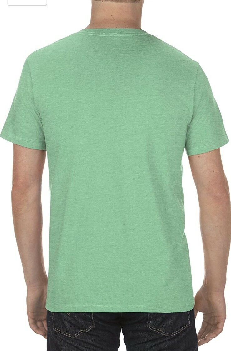 AAA ALSTYLE 5300 MENS PLAIN T SHIRT CASUAL SHORT SLEEVE HEATHER GREEN V NECK XL gallery