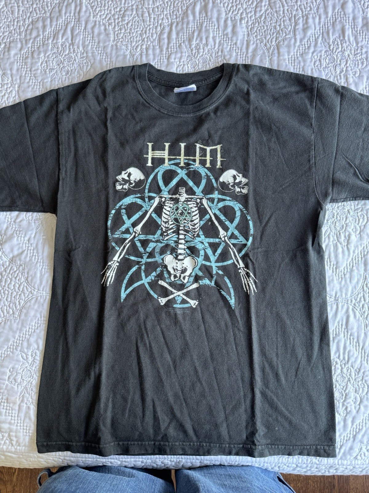 Rare! Him Band Cotton Black Shirt Unisex Concert S to 5XL EL672 gallery