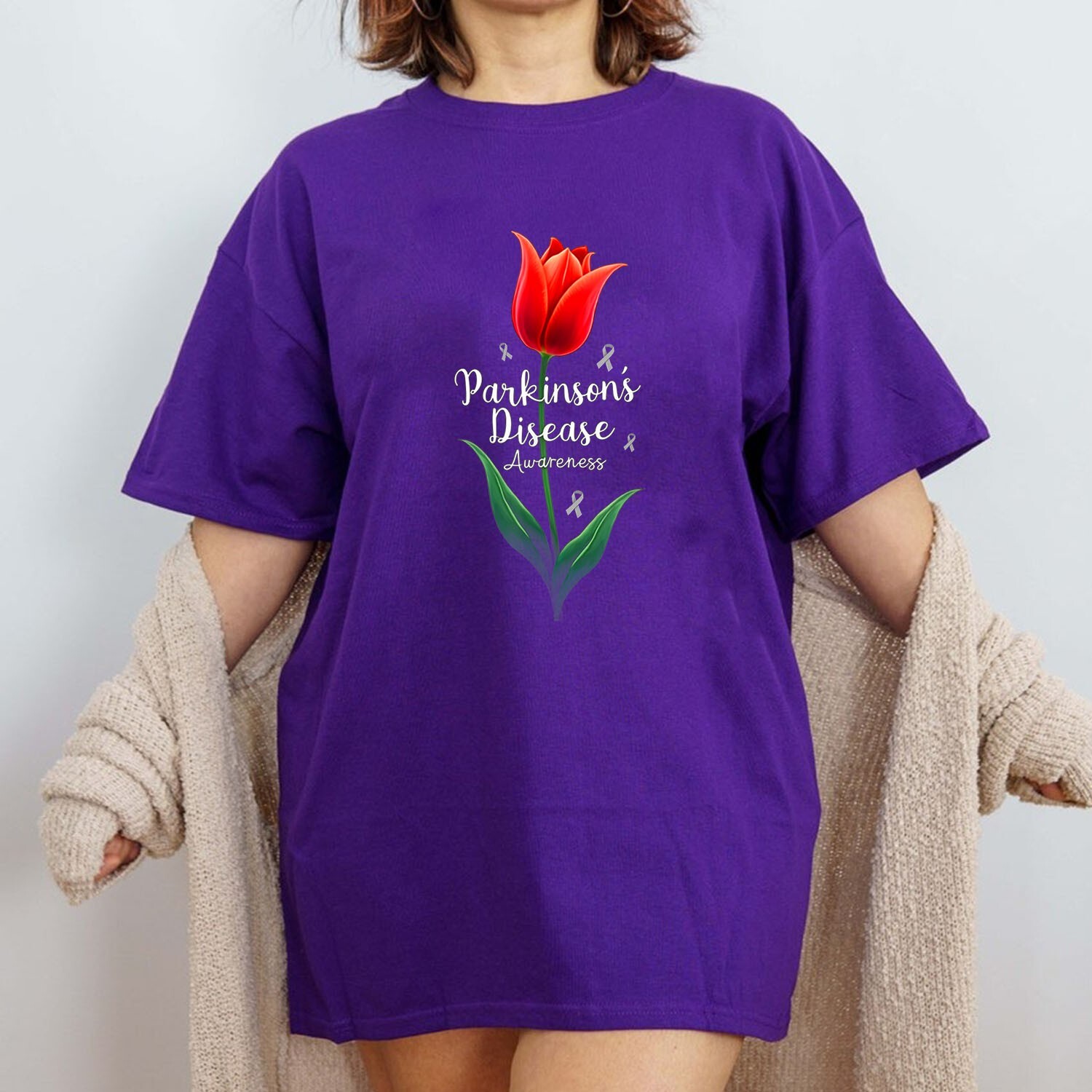 Parkinson Disease Awareness Tulip April Month Patient T-Shirt gallery