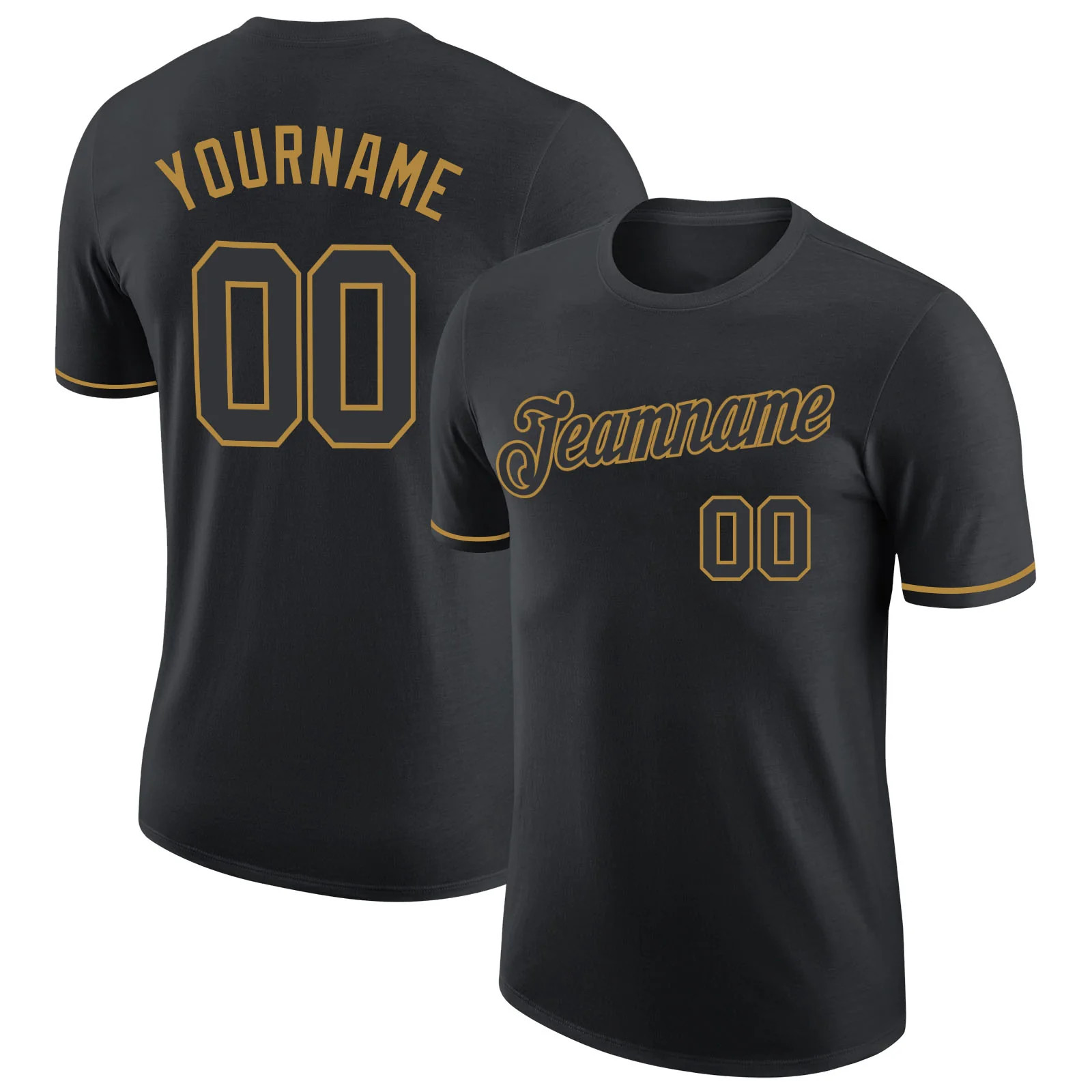 Custom Black Old Gold Performance T-Shirt Mens Sport Baseball Graphic Gift gallery