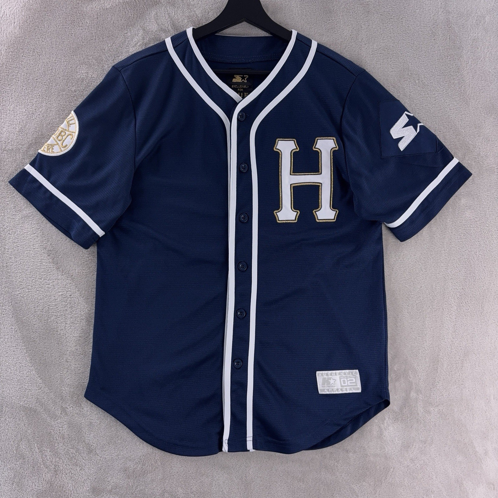 Starter HUF DBC Baseball Jersey Mens Size Small Navy Button Front Logo Casual gallery