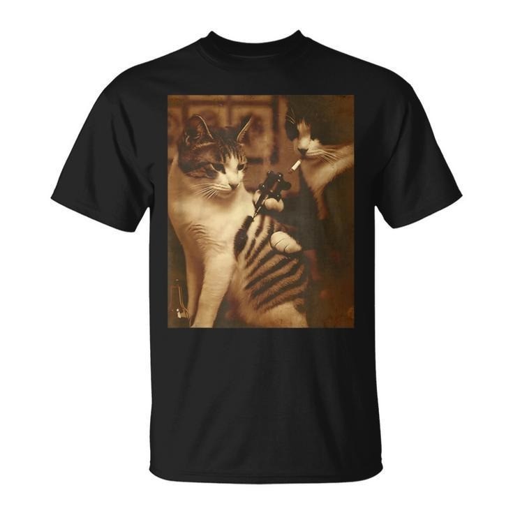 Tattoo Cat Meme Inked Kitty Humor For Cat Lovers Black All Size T-Shirt