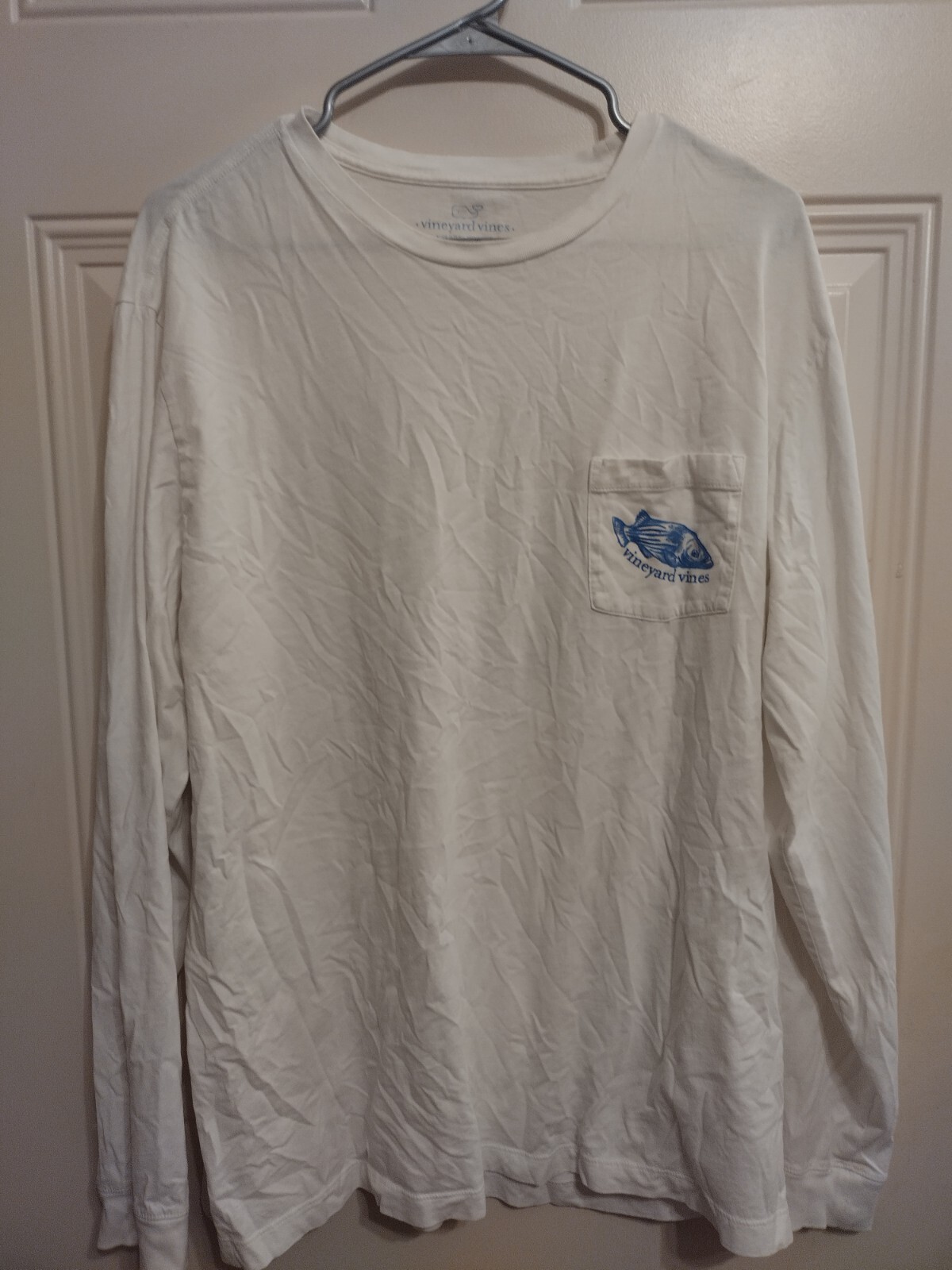 Vineyard Vines Bass Fish Shirt Large Fishing Fisherman Beach Ocean White BG24 gallery