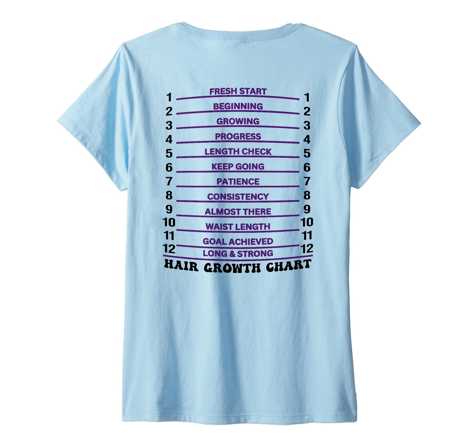 Women’s Retro Groovy Hair Growth Chart Hair Length Check (On Back) V-Neck T-S…