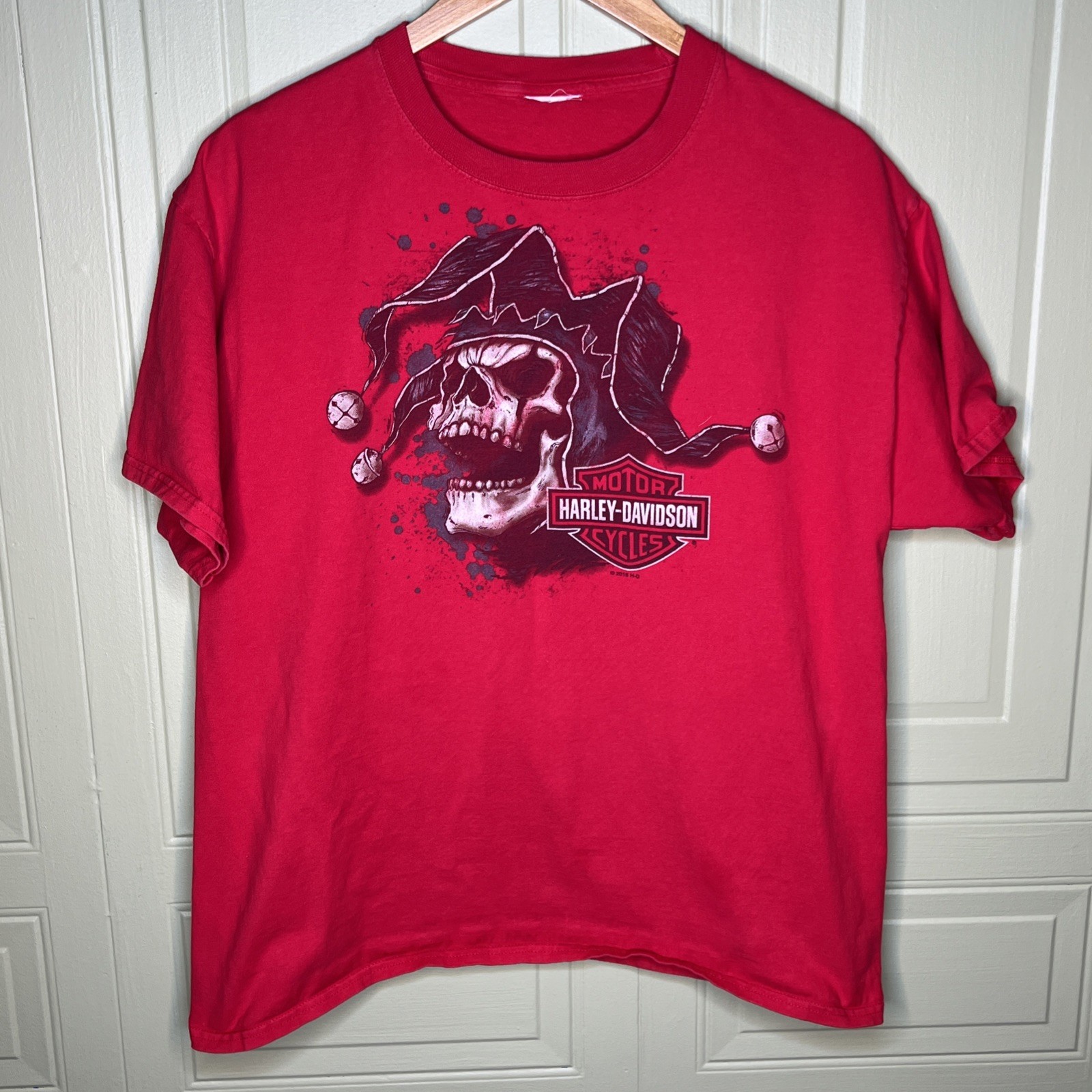 Harley Davidson HD 2016 T Shirt Joker Skull Red Measurements In Description gallery