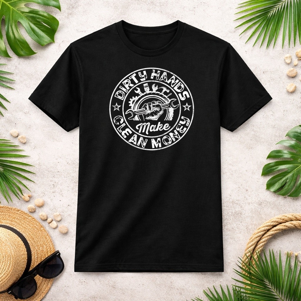My Hands May Be Dirty But My Money is Clean Handyman On Back T-Shirt