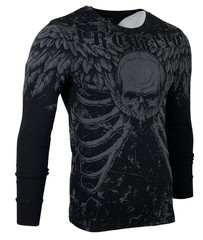 Xtreme Couture by Affliction Men’s Thermal Shirt COLLISON Skull Biker Black