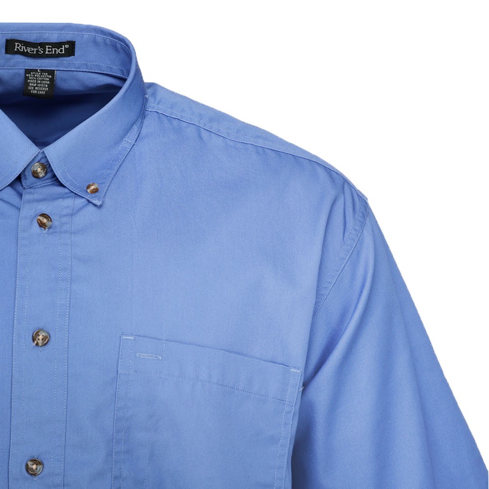 River's End Ezcare Woven Collared Short Sleeve Button Up Shirt Mens Blue Casual gallery