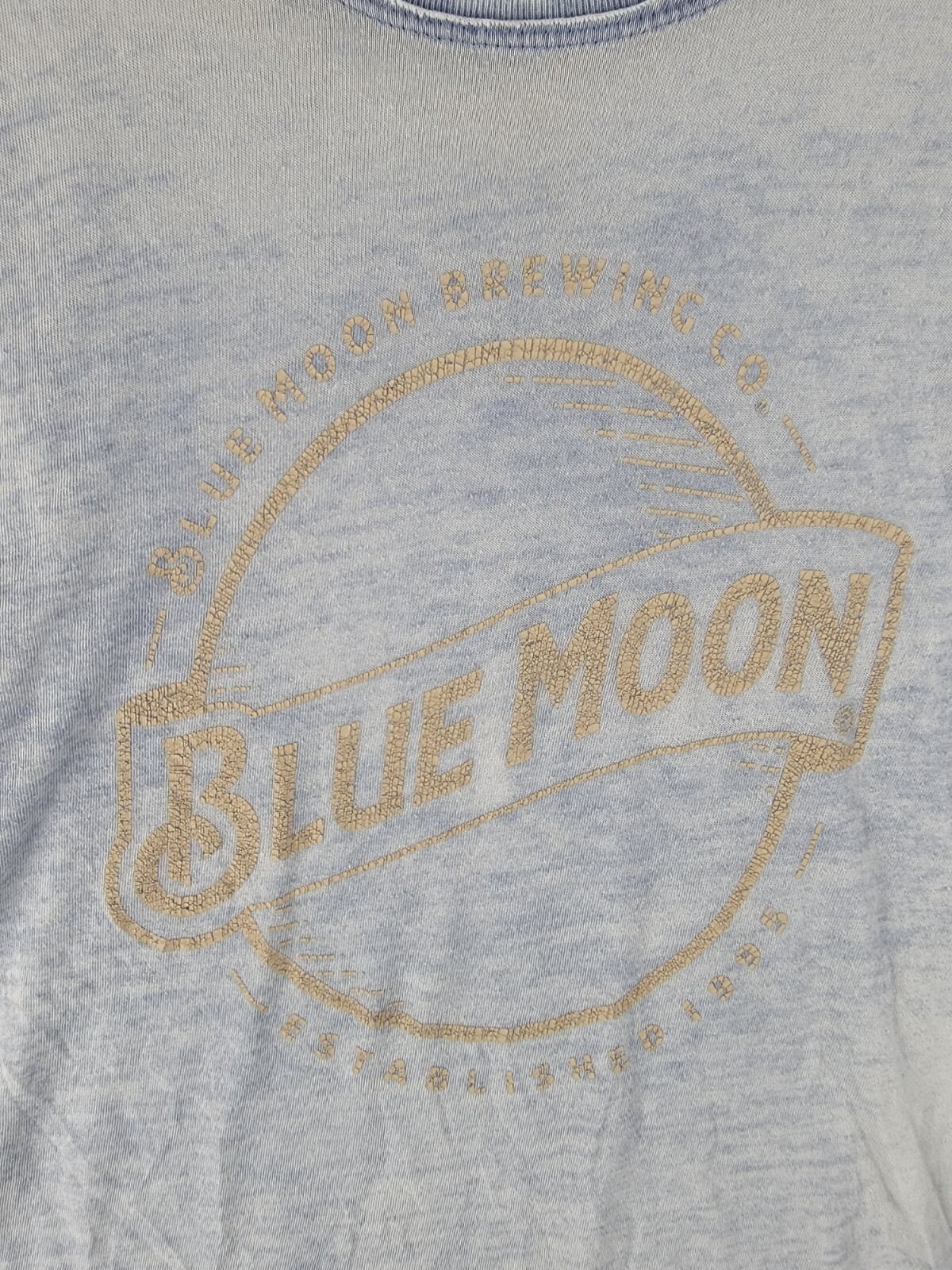 Blue Moon T-shirt Brewing Co size large lucky brand faded semi-sheer worn gallery