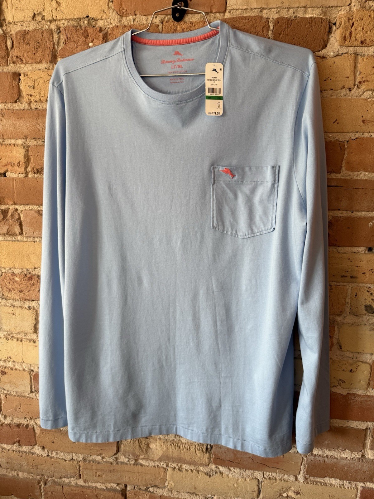 Tommy Bahama Light Sky New Bali Skyline Crew-Neck Long Sleeve Pocket Shirt LT gallery