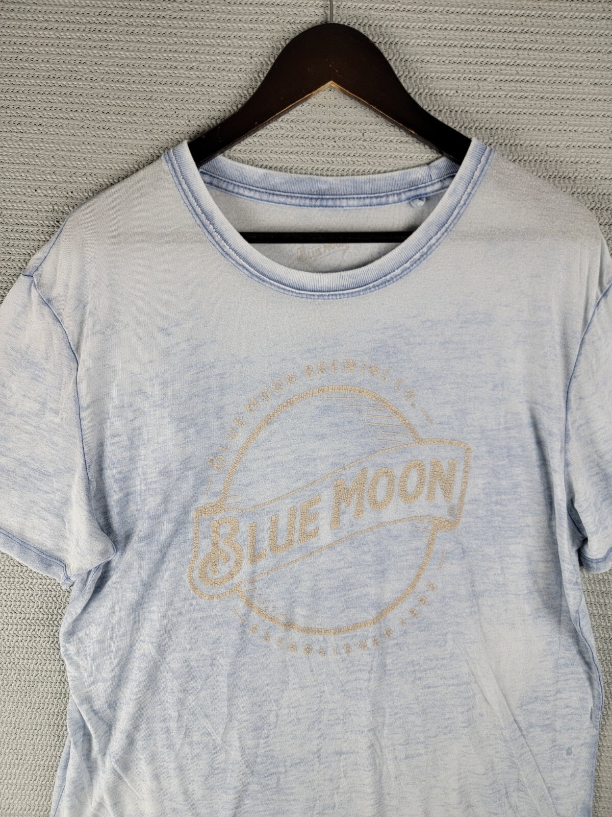Blue Moon T-shirt Brewing Co size large lucky brand faded semi-sheer worn gallery