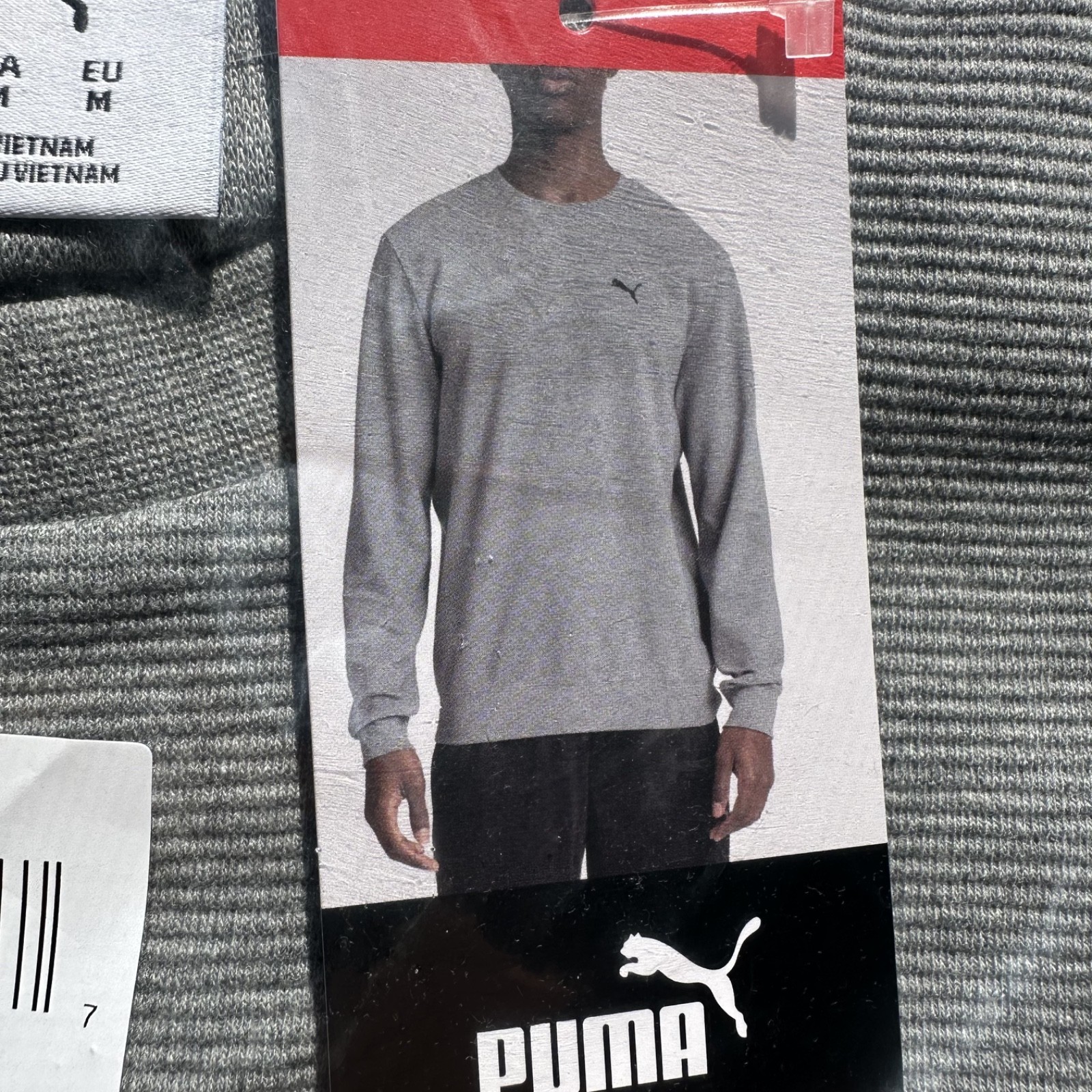 PUMA Men's Waffle Knit Thermal Shirt Gray Long Sleeve Crew Neck Size M NEW gallery