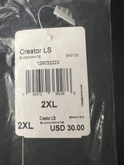 Adidas Creator LS Black White 2XL Long Sleeve Tee Shirt Athletic Apparel New