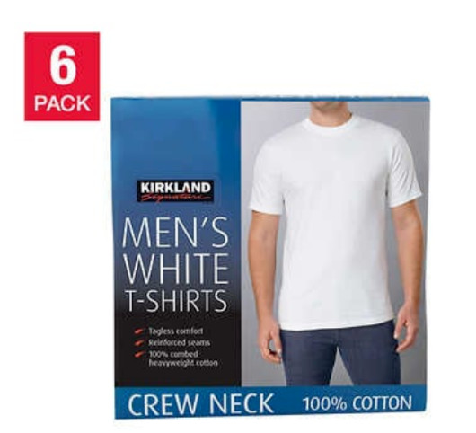 Kirkland Signature Men's Crew Neck T Shirts 6 Pack Tagless 100% Combed Cotton gallery