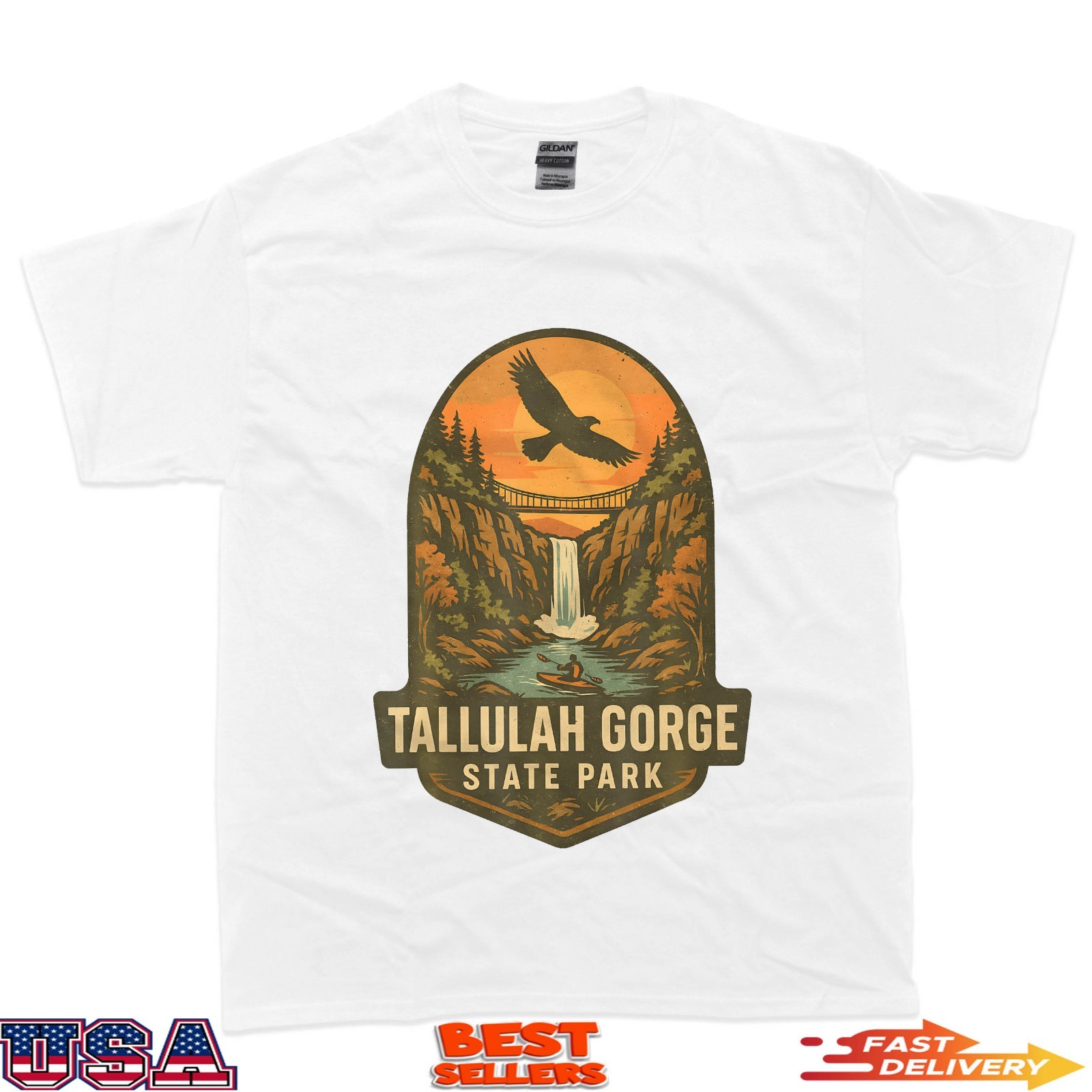 Tallulah Gorge Shirt Waterfall Bridge Kayak Georgia Park T-Shirt gallery