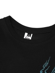 Niepce Men’s White Tiger with Blue Flames Embroidery Japanese Streetwear Tee