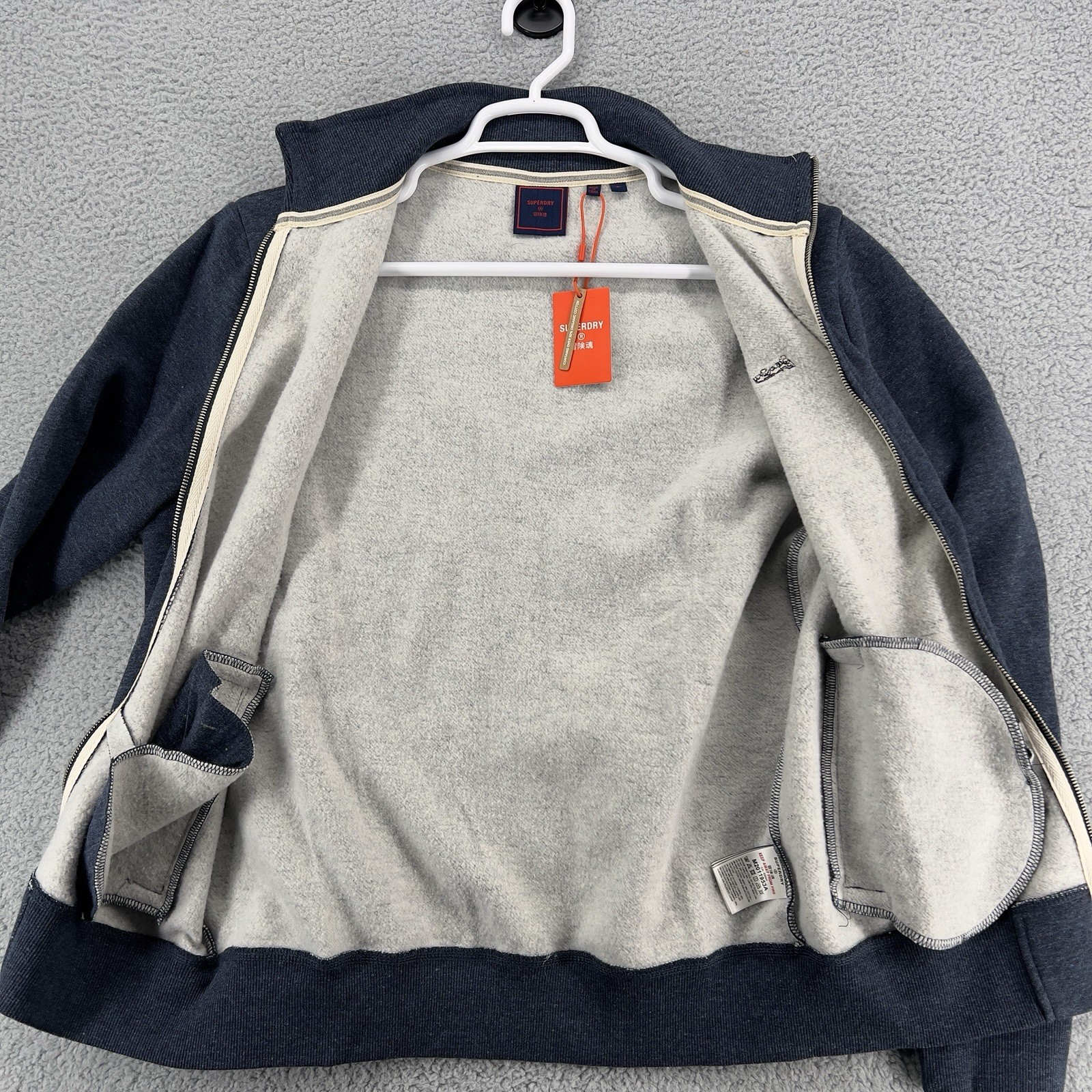 Superdry Men's Sweat Jacket - Essential Logo Vintage Navy Track Large gallery