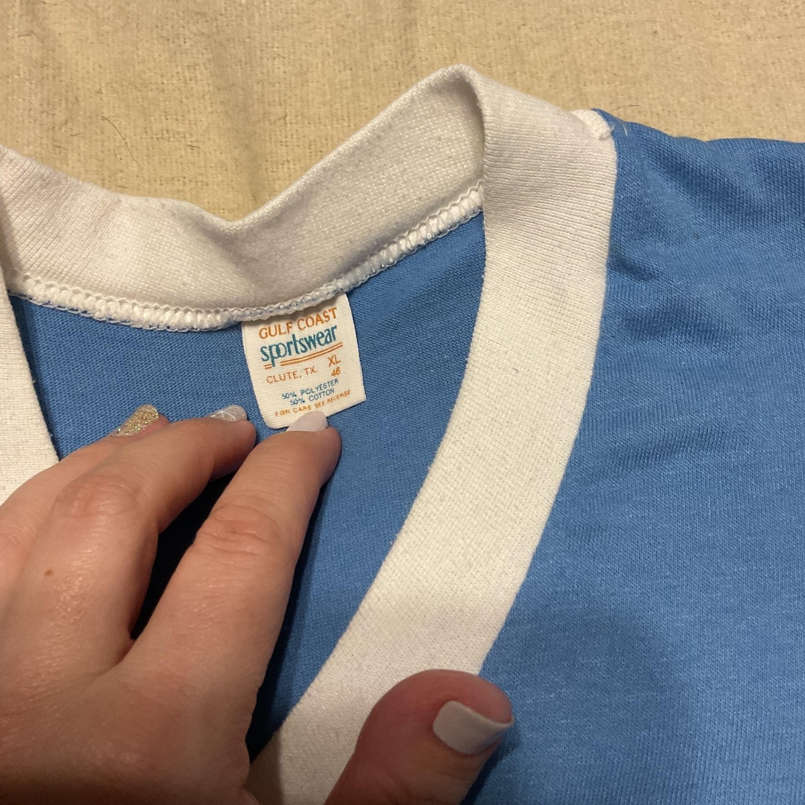 Vintage Angels Coach Shirt Mens XL Blue V Neck Baseball Jersey Gulf Coast 80s gallery