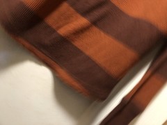 Mens Y2K Mossimo Supply Utility Orange Brown Knit Thermal Striped Shirt Size S
