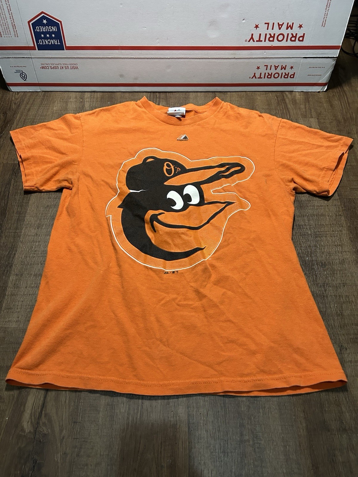 Baltimore Orioles Majestic Bird Logo Orange Graphic T Shirt MLB Top Mens Medium gallery