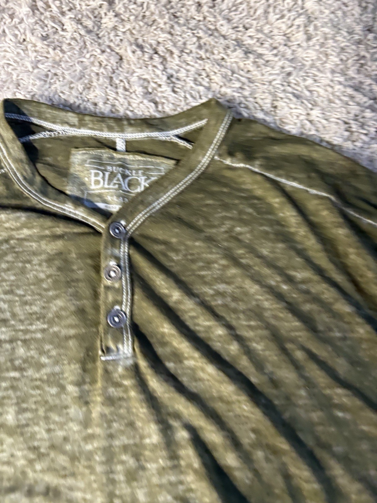Buckle Black Shirt Adult Extra Large 1XL Green Short Sleeve Casual Mens A234**** gallery
