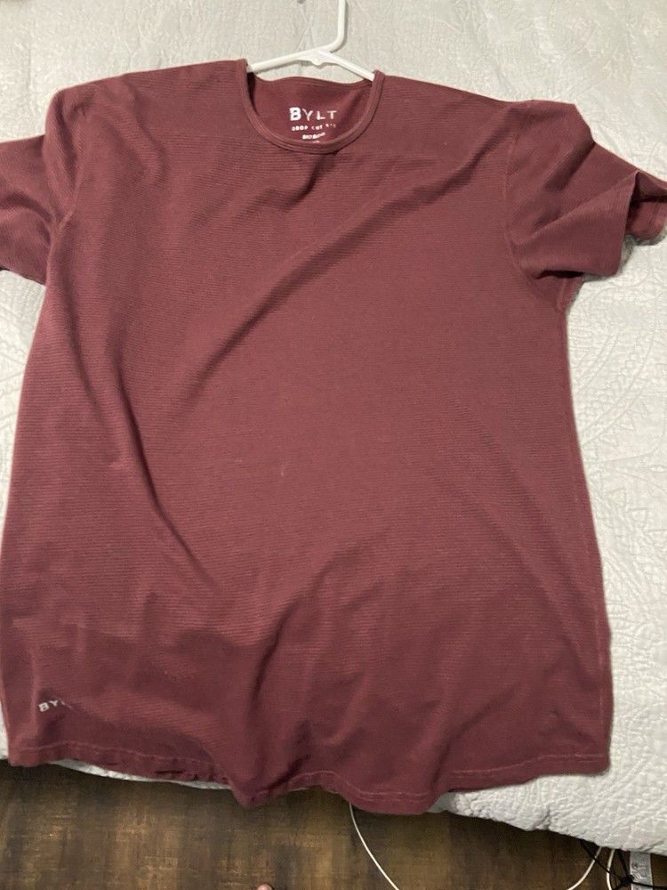 BYLT Drop-Cut BYLT Blend Crew Neck Short Sleeve T-Shirt Burgundy Men’s L